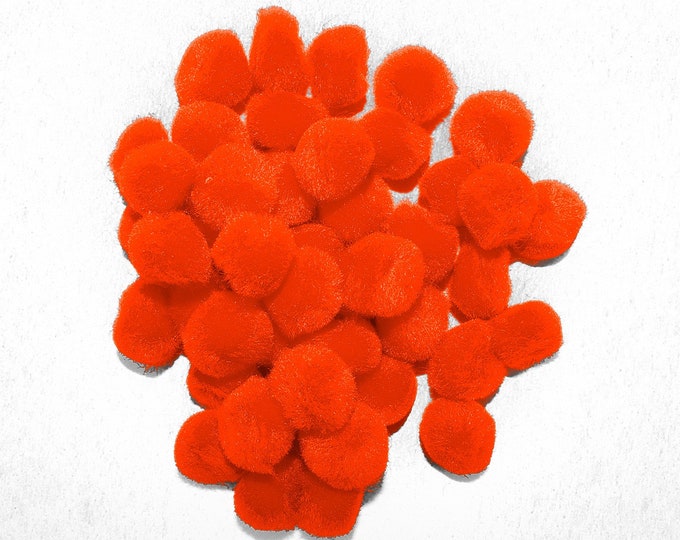 0.75 inch Orange Mini Craft Pom Poms 100 Pieces