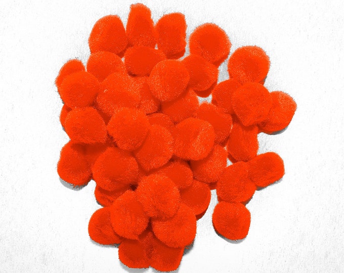 0.75 inch Orange Mini Craft Pom Poms 100 Pieces