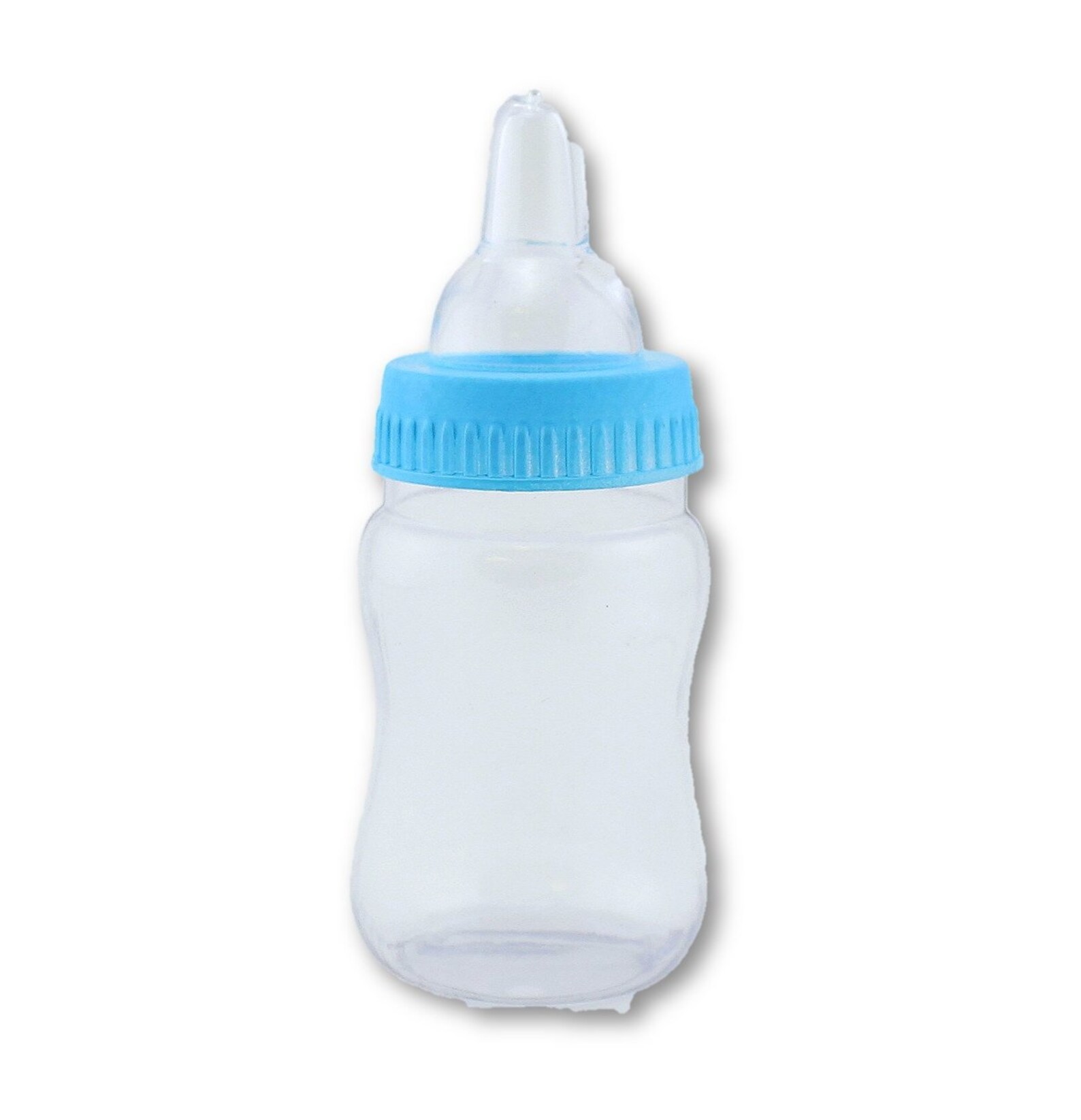 4.25 Inch Fillable Plastic Mini Baby Bottles Bulk Blue Cap 24 Pieces