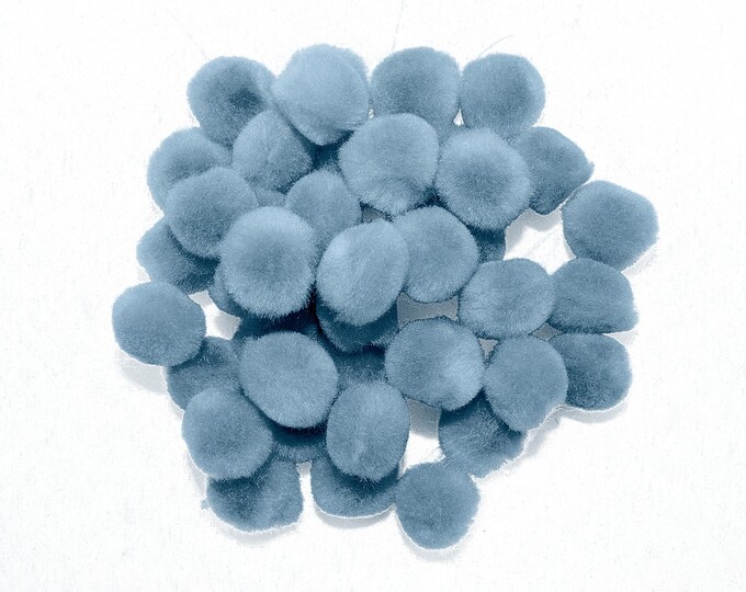 0.75 inch Light Blue Mini Craft Pom Poms 100 Pieces