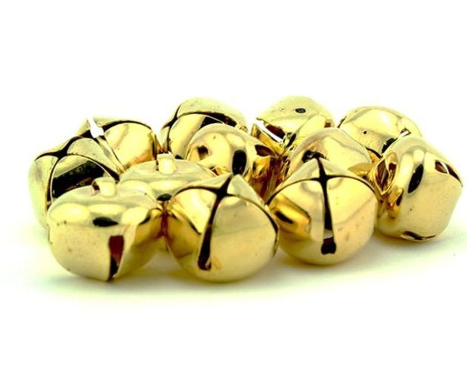 1 Inch Gold Craft Jingle Bells Charms 18 Pieces