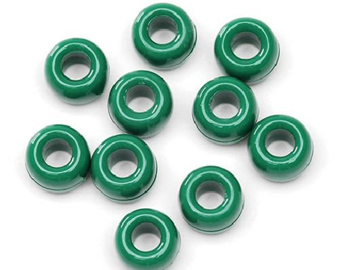 9mm Opaque Green Pony Beads Bulk 1,000 Pieces