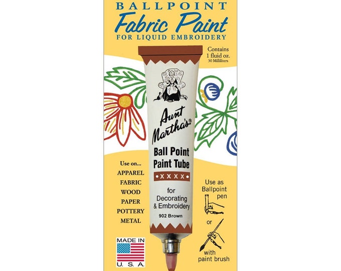 Brown Aunt Martha's Ballpoint Embroidery Fabric Paint Tube Pens 1 oz