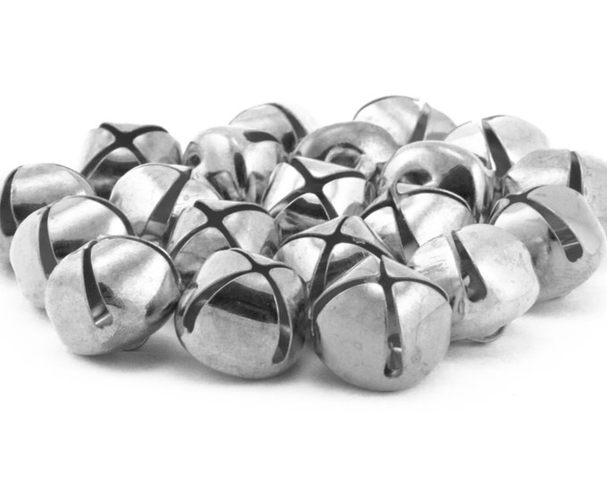 0.75 Inch 20mm Small Silver Craft Jingle Bells Bulk 100 Pieces