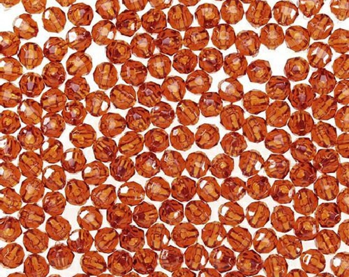 8mm Faceted Plastic Beads Transparent Root Beer Bulk 1,000 Pieces