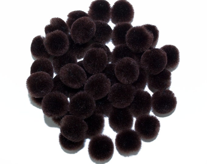 0.75 inch Brown Mini Craft Pom Poms 100 Pieces