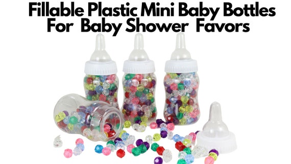  Mini biberones de plástico rellenables de 4.25 pulgadas, tapa  rosa a granel, 24 piezas para baby shower : Hogar y Cocina