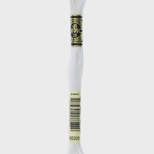 May include: A white DMC embroidery floss skein. The label reads "DMC 25" and "8.7 yd". The barcode and the code "B5200" are also visible. This craft supply is used for embroidery, cross-stitch, and other needlework projects.