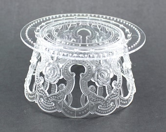 4.5 pulgadas de capa de ornamento de plástico transparente para la base de topador de pasteles y favorece 12 piezas
