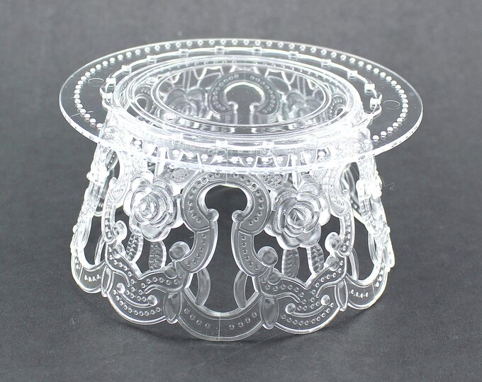 4.5 Inch Clear Plastic Ornament Base For Cake Topper Base & Favors 12 Pieces