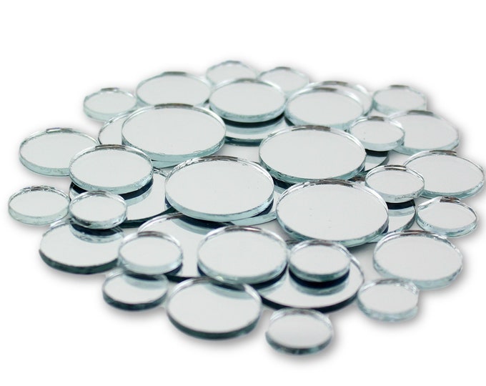 Small Mini Round Craft Mirrors Bulk Assortment 1/2, 3/4 & 1 inch 100 Pieces Mirror Mosaic Tiles