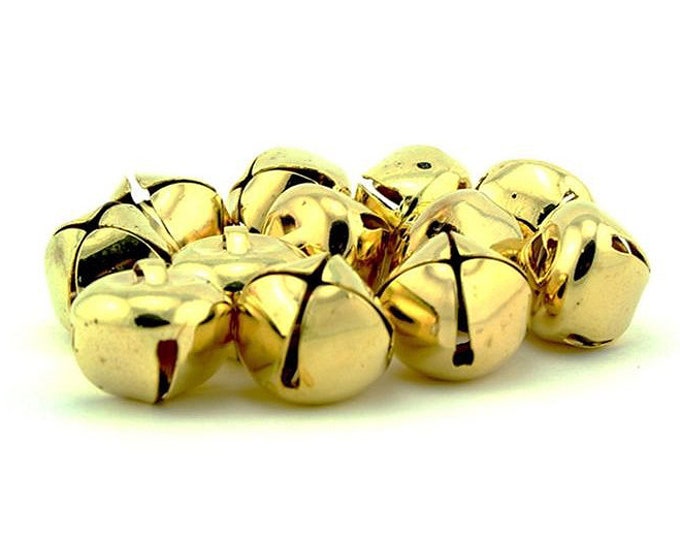 1 Inch Gold Craft Jingle Bells Charms 54 Pieces