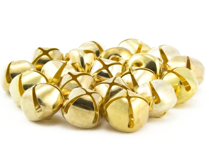 0.75 Inch 20mm Small Gold Craft Jingle Bells Charms 30 Pieces