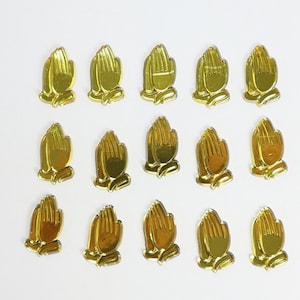 Gold Acrylic Praying Hands Acrylic Charms Capias 24 Pieces