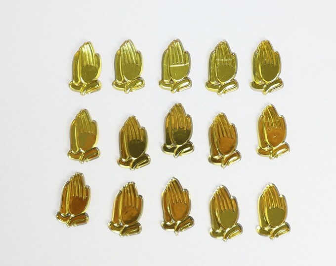 Gold Acrylic Praying Hands Acrylic Charms Capias 24 Pieces