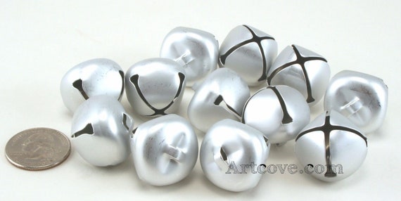 8 Silver Sleigh Bells On 24” Red Strap December Home