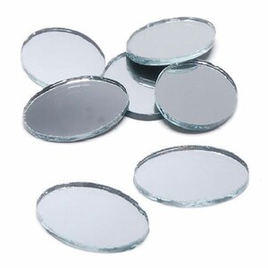 2 x 1.5 inch Mini Oval Glass Mirrors Bulk 24 Pieces Mosaic Mirror Tiles