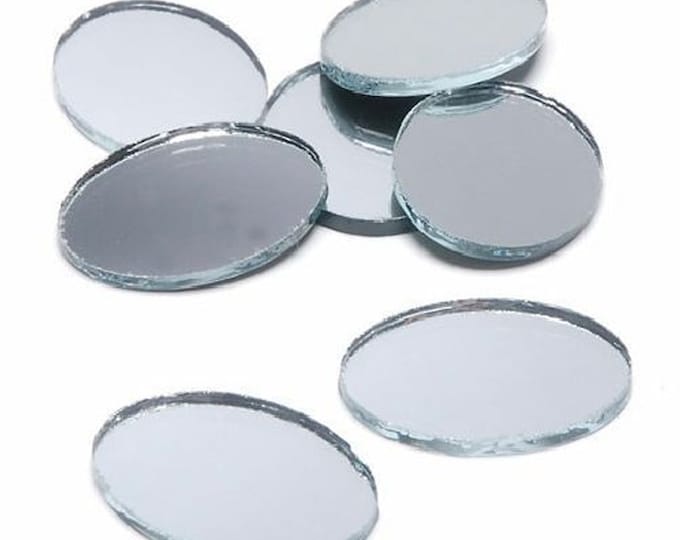 2 x 1.5 inch Mini Oval Glass Mirrors Bulk 24 Pieces Mosaic Mirror Tiles