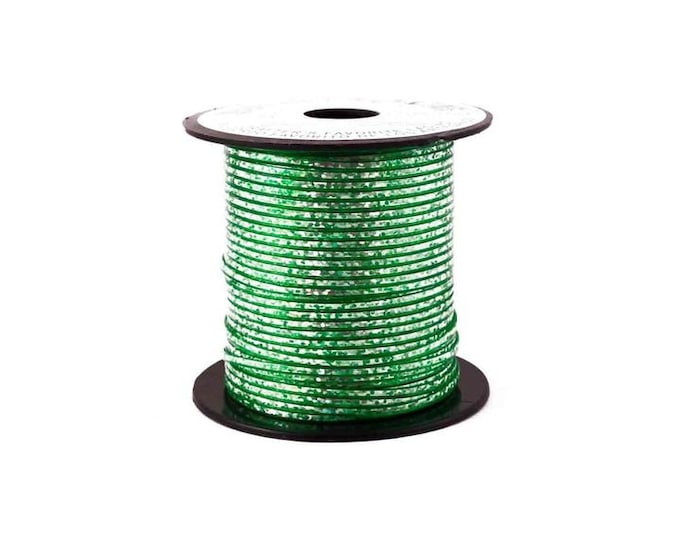 Green Holographic Plastic Craft Lace Lanyard Gimp String Bulk 50 Yard Roll