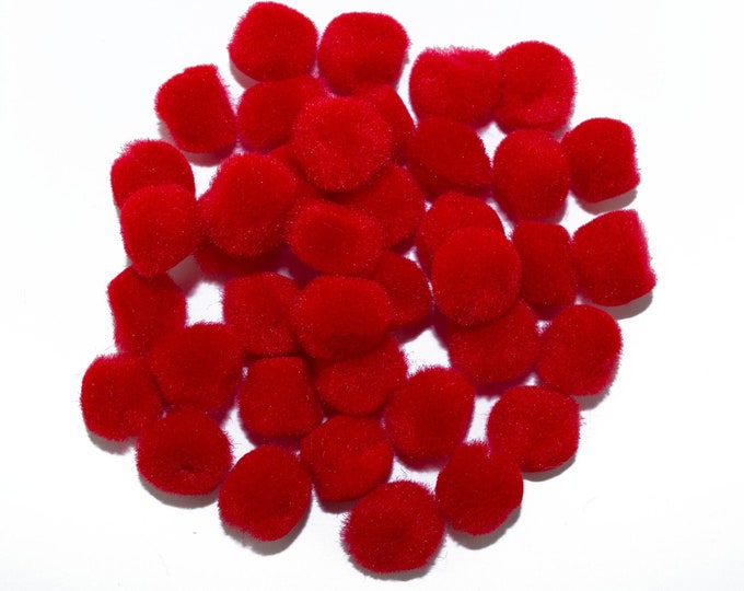 0.75 inch Red Mini Craft Pom Poms 100 Pieces