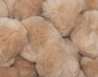 Custom Size Cream Faux Fur Pom Poms for Crochet Crafts Hats and