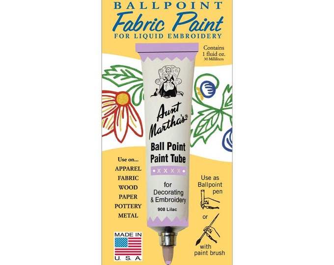 Lilac Aunt Martha's Ballpoint Embroidery Fabric Paint Tube Pens 1 oz