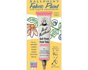 Berry Pink Aunt Martha's Ballpoint Embroidery Fabric Paint Tube Pens 1 oz