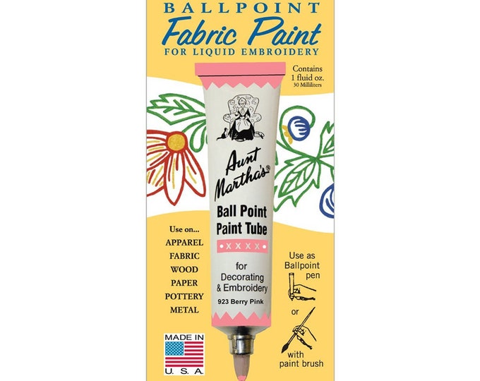 Berry Pink Aunt Martha's Ballpoint Embroidery Fabric Paint Tube Pens 1 oz