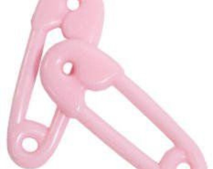 2.5 inch Pink Small Plastic Diaper Pins for Baby Shower Favors 12 Pieces