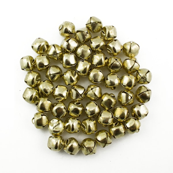 3/8 Inch 10mm Gold Small Craft Jingle Bells Charms Bulk 100 Pieces