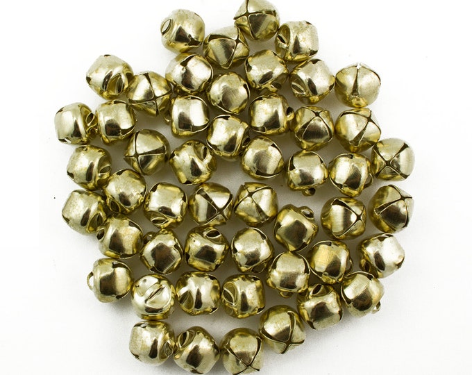 3/8 Inch 10mm Gold Small Craft Jingle Bells Charms Bulk 100 Pieces