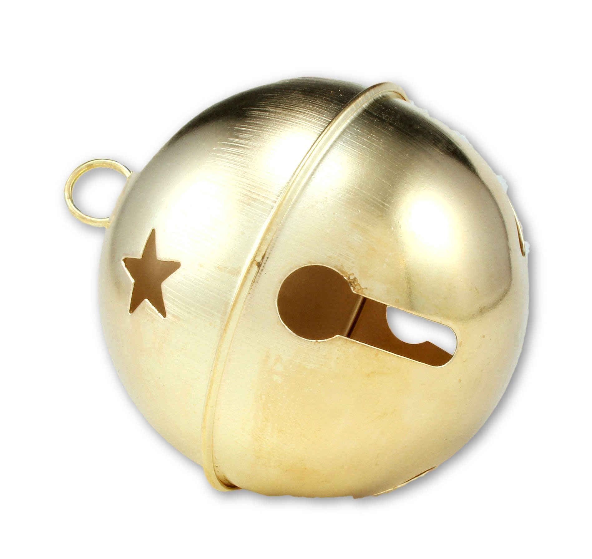 3.15 Inch 80mm Giant Jumbo Gold Jingle Bell with Stars 1 Piece