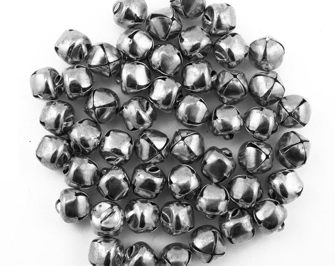 1/2 Inch 13mm Silver Mini Small Craft Jingle Bells Charms Bulk 100 Pieces