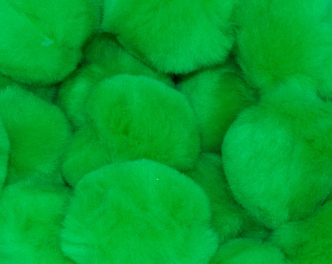 1.5 inch Neon Green Craft Pom Poms 50 Pieces