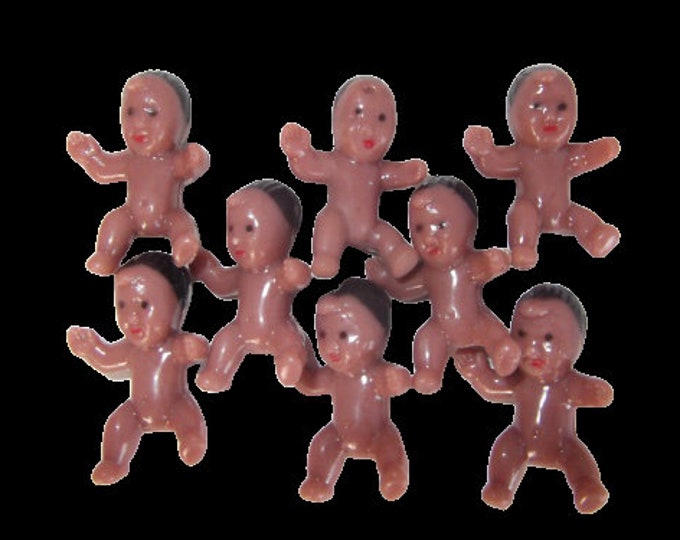 1.25 Inch Mini Small Plastic Baby Babies Black Skin 48 Pieces