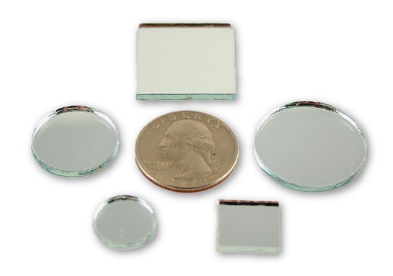 Small Mini Square Craft Mirrors 0.5 & 1 Inch 25 Pieces Mirror Mosaic Tiles  