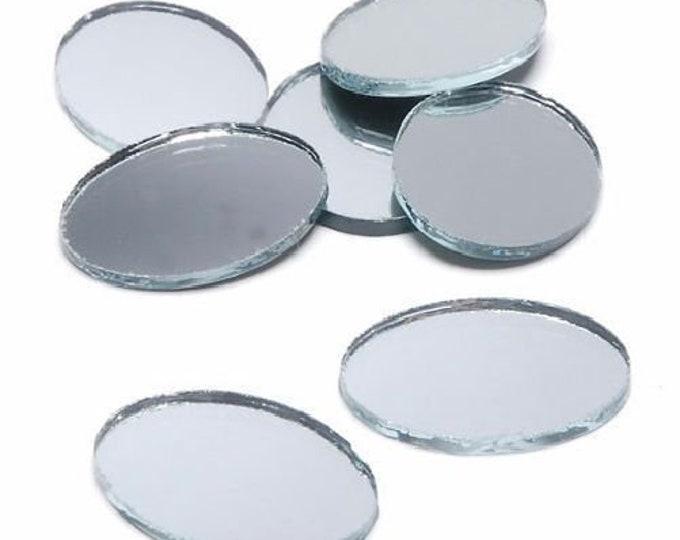 1 x 0.75 inch Mini Glass Craft Oval Mirrors Bulk 48 Pieces Oval Mosaic Mirror Tiles