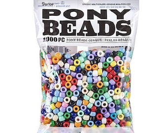 9mm Opaque Multi Color Plastic Pony Beads Bulk 1,000 Pieces
