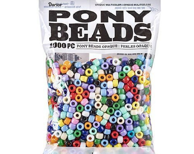 9mm Opaque Multi Color Plastic Pony Beads Bulk 1,000 Pieces