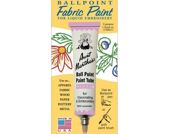 Lavender Aunt Martha's Ballpoint Embroidery Fabric Paint Tube Pens 1 oz