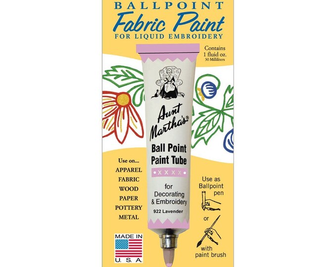 Lavender Aunt Martha's Ballpoint Embroidery Fabric Paint Tube Pens 1 oz