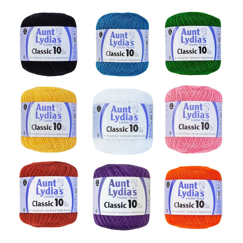 Aunt Lydia's Classic Crochet Thread Cotton Wool Size 10 Etsy