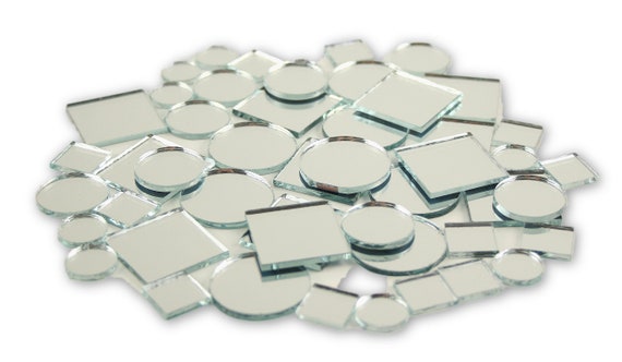 Small Mini Square & Round Craft Mirrors Assorted Sizes Mirror Mosaic Tiles 1/2-1 inch 100 Pieces, Size: 0.5 & 1