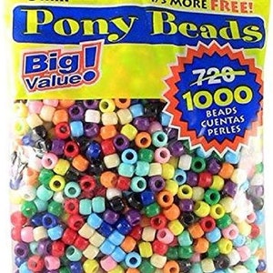 9mm Plastic Pony Beads Bulk 1,000 Pieces