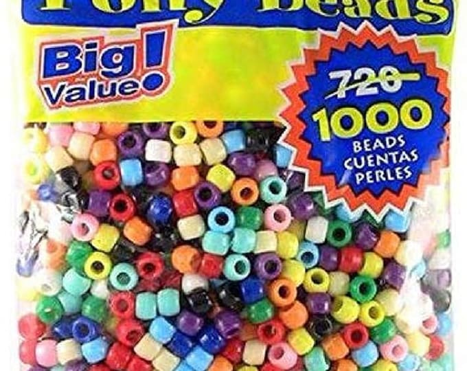 9mm Plastic Pony Beads Bulk 1,000 Pieces