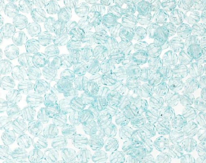 8mm Faceted Plastic Beads Transparent Light Aqua Bulk 1,000 Pieces