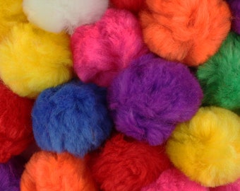 100 Mixed Color Soft Fluffy Pom Poms for Kids DIY Crafts Pompoms Ball 20mm