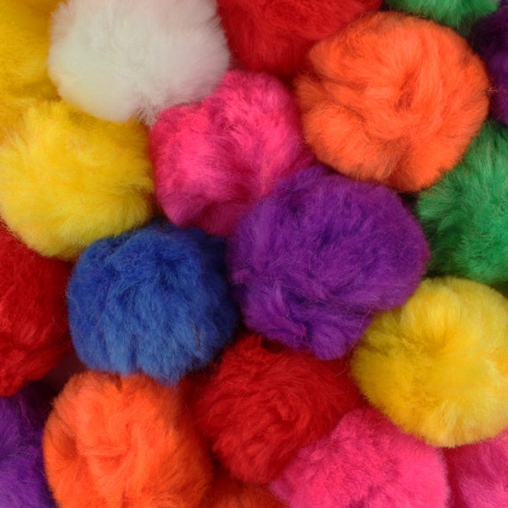 2.5 Inch Multi Color Large Craft Pom Poms 15 Pieces 