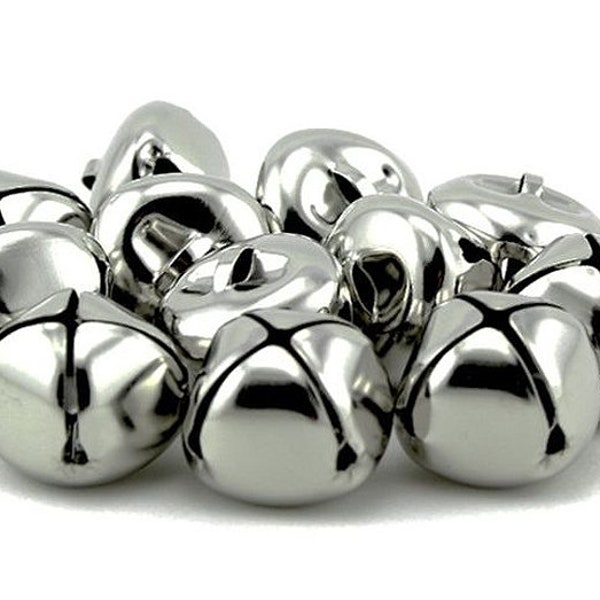 1.5 Inch 36mm Large Silver Jingle Bells Bulk 100 Pieces