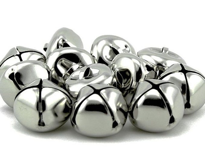 1.5 Inch 36mm Large Silver Jingle Bells Bulk 100 Pieces